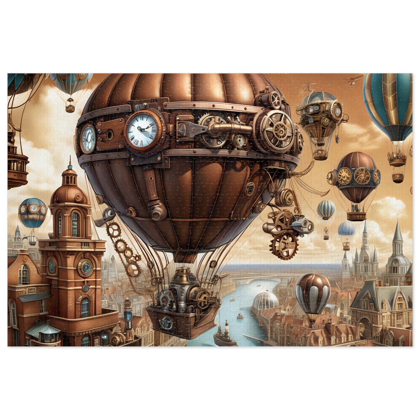 Steampunk City Skyline Jigsaw Puzzle (30, 110, 252, 500,1000-Piece)