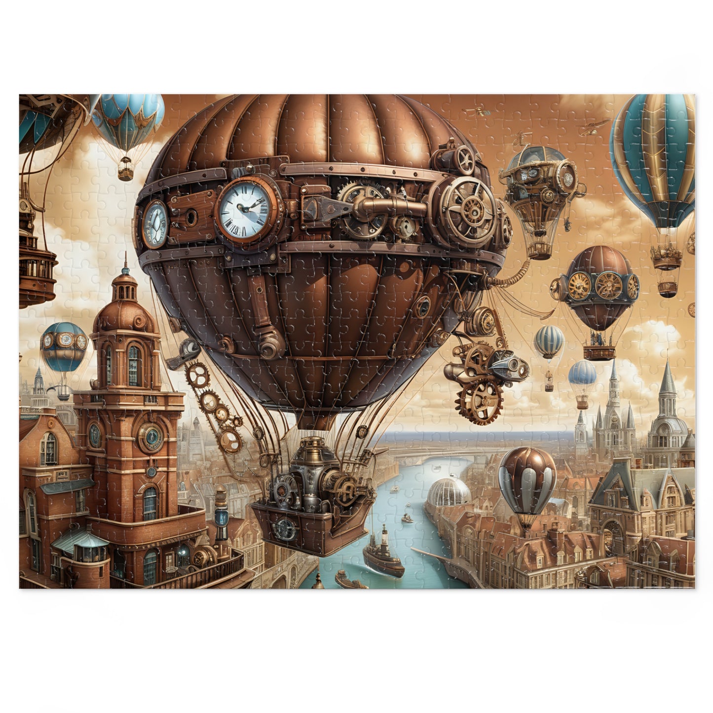 Steampunk City Skyline Jigsaw Puzzle (30, 110, 252, 500,1000-Piece)