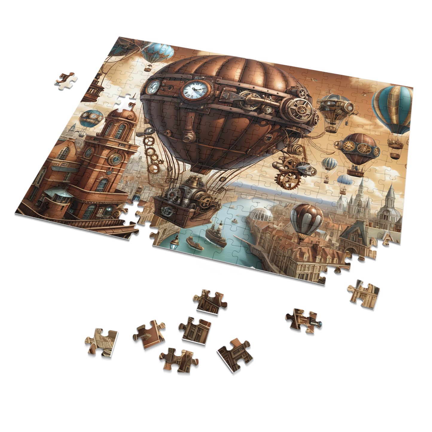 Steampunk City Skyline Jigsaw Puzzle (30, 110, 252, 500,1000-Piece)