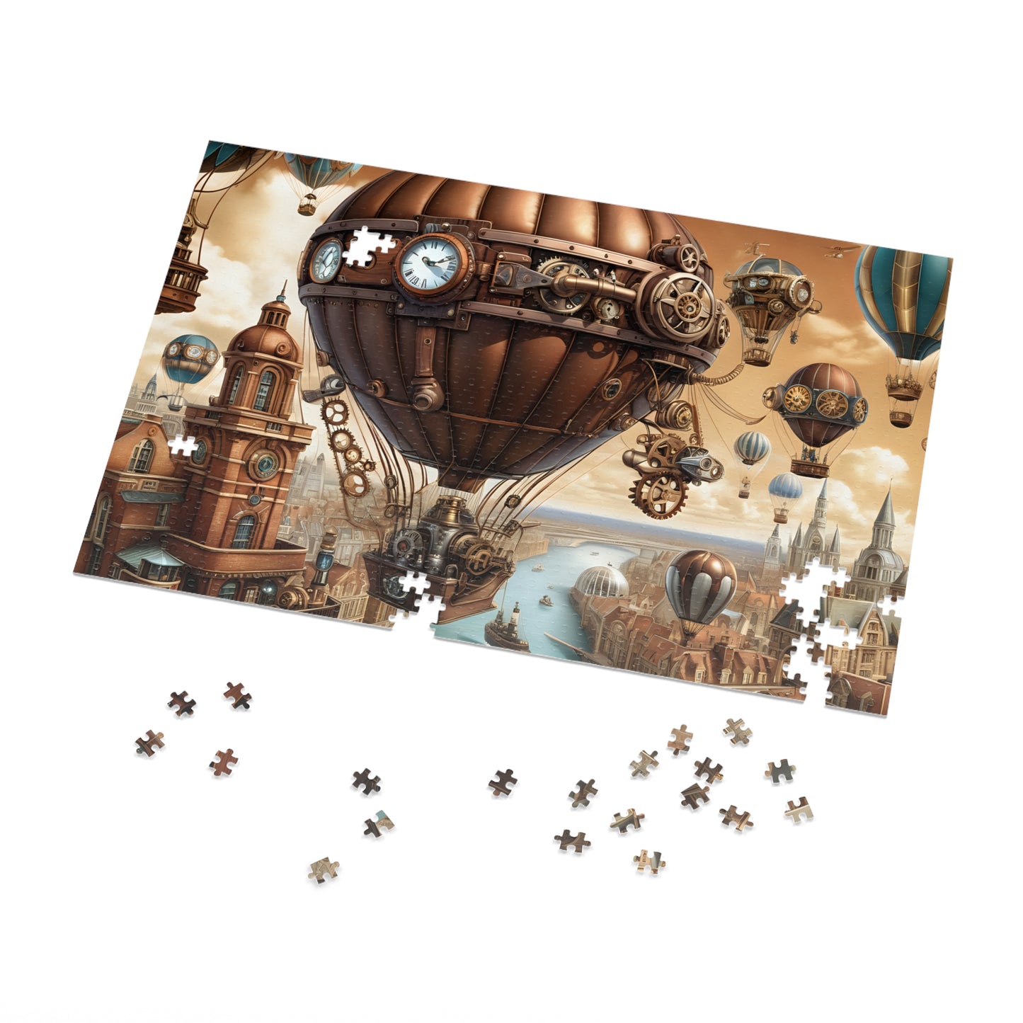 Steampunk City Skyline Jigsaw Puzzle (30, 110, 252, 500,1000-Piece)