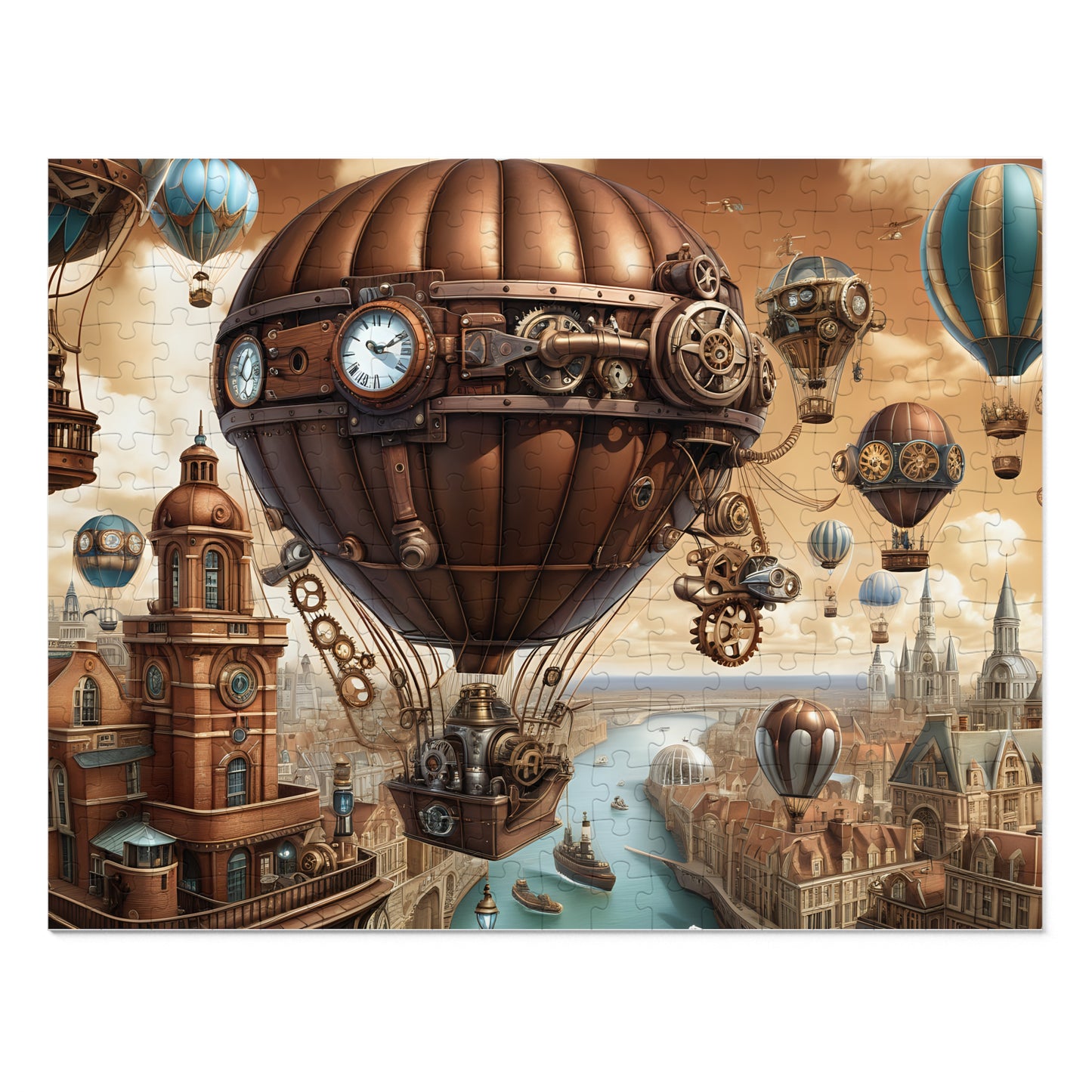 Steampunk City Skyline Jigsaw Puzzle (30, 110, 252, 500,1000-Piece)