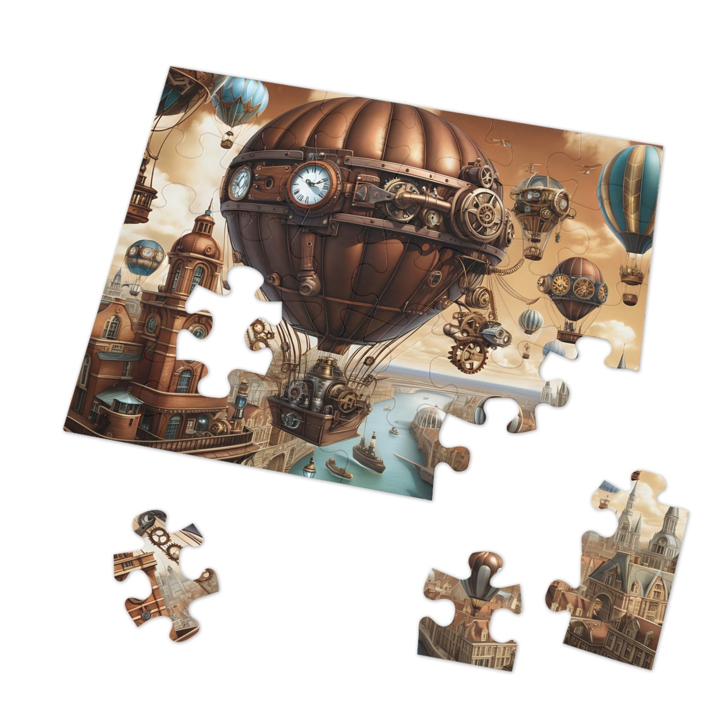 Steampunk City Skyline Jigsaw Puzzle (30, 110, 252, 500,1000-Piece)