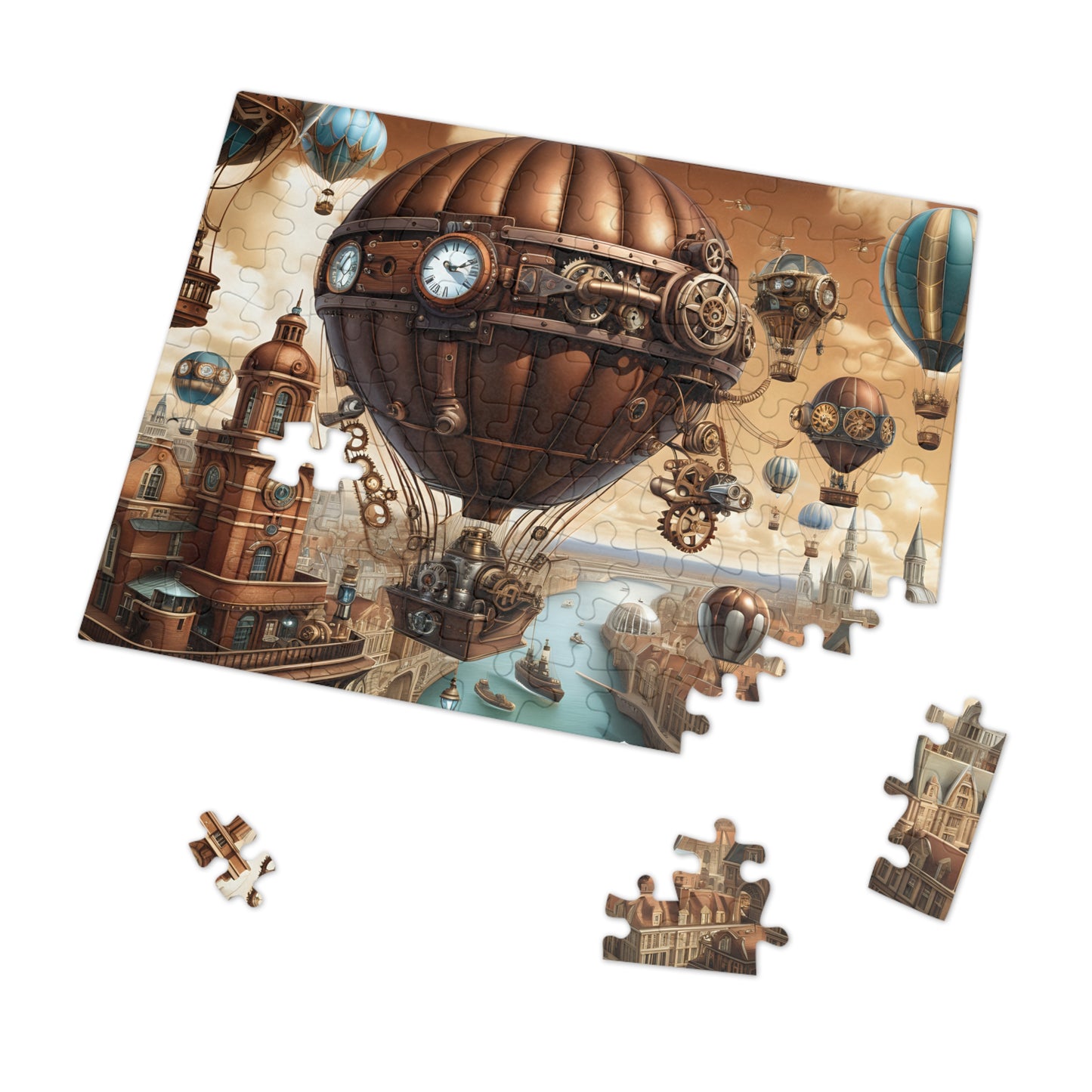 Steampunk City Skyline Jigsaw Puzzle (30, 110, 252, 500,1000-Piece)